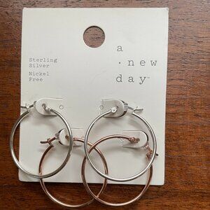 Bundle 3/$12.  Two Pairs A New Day Hoop Earrings. Sterling Silver